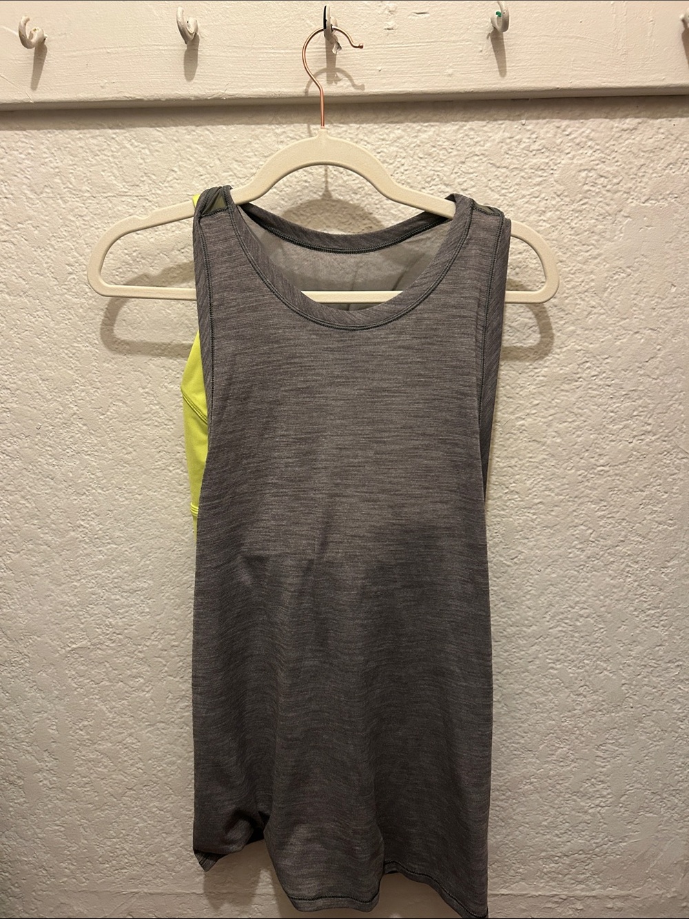 lululemon athletica Gray Tank with Neon Yellow Side Panel